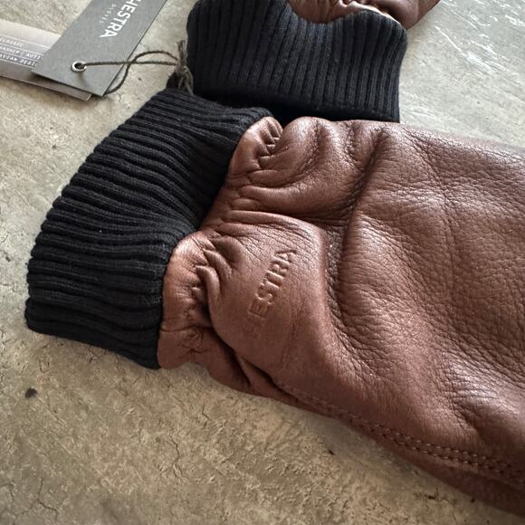Hestra Tore Deerskin Leather Chocolate Brown Hand Gloves 10 NEW Lined Primaloft - Picture 4 of 7